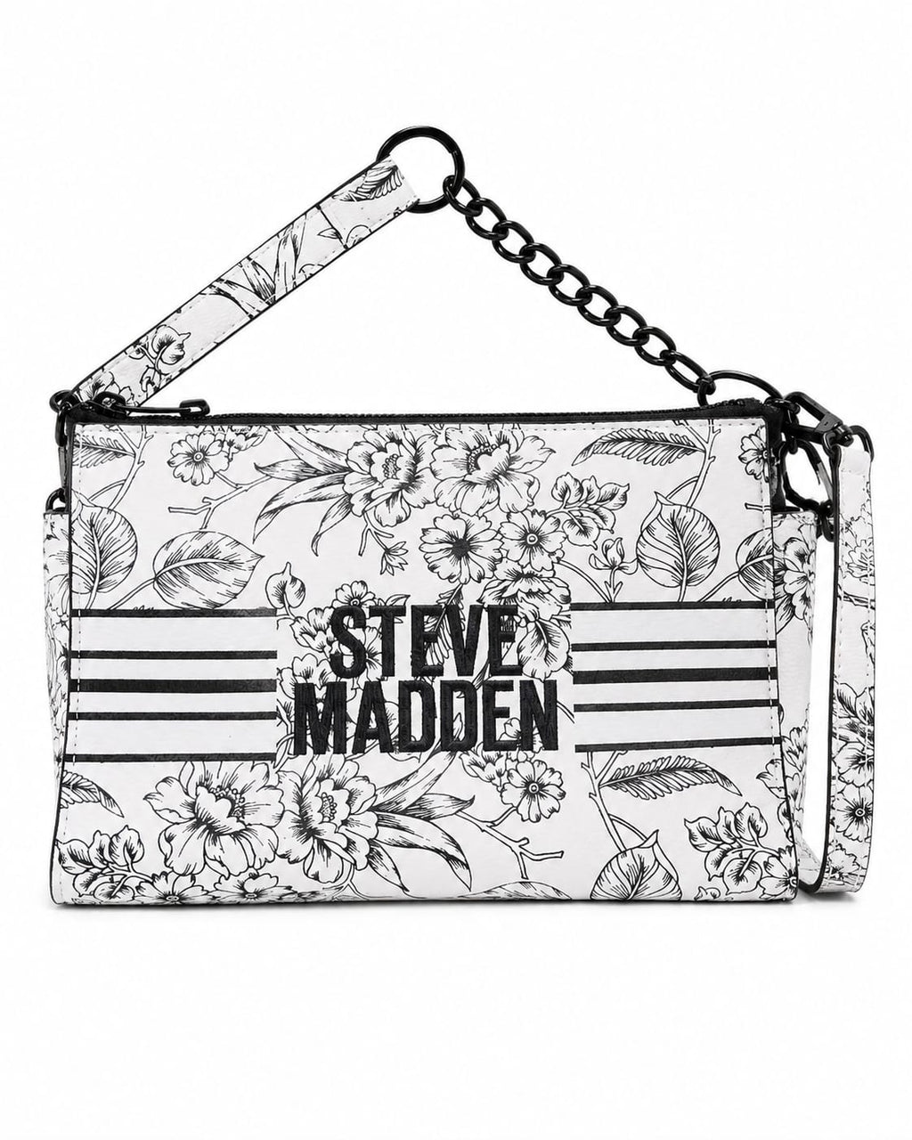 CARTERA STEVE MADDEN FLORAL BLANCO Y NEGRO