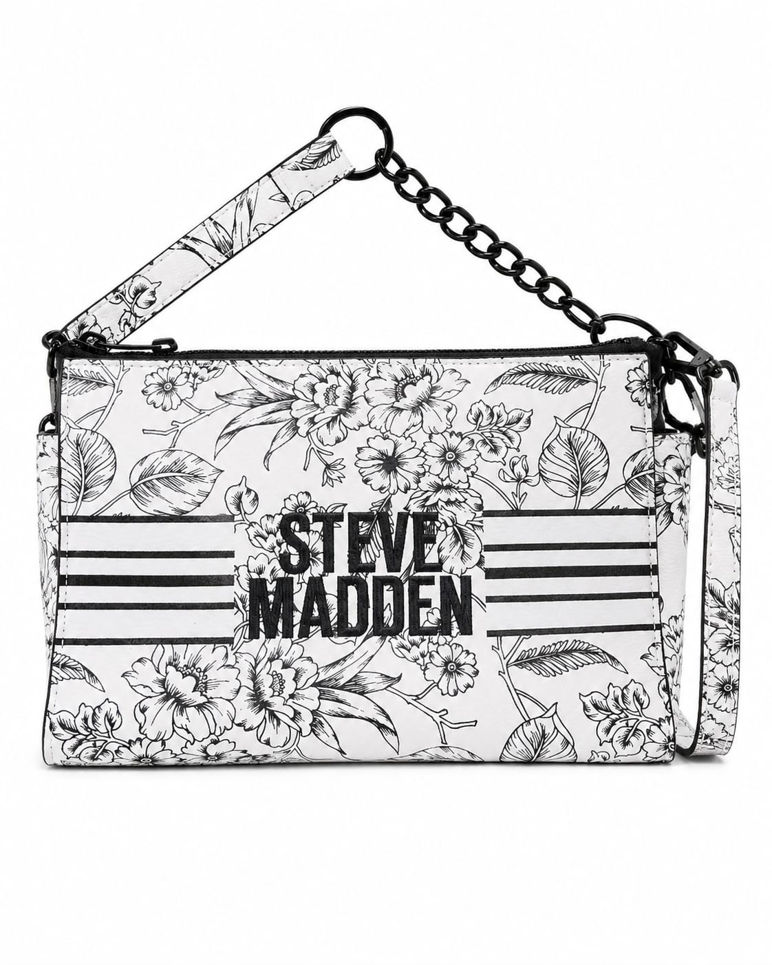 CARTERA STEVE MADDEN FLORAL BLANCO Y NEGRO