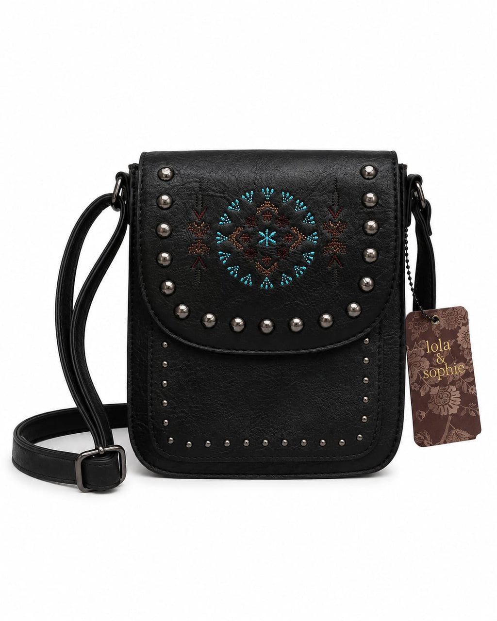 CARTERA BOHO NEGRA BORDADA